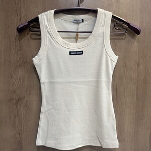 Miu Miu Cream Ribbed Tank Top